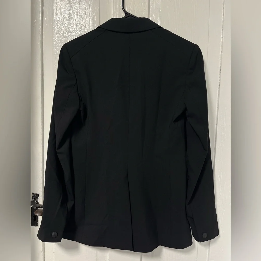 Rag & Bone Black Wool Blend Stretch One Button blazer with logo buttons size 0